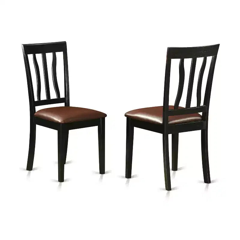 Kitchen Dining Set 5 Piece Table with 4 Chairs Modern Round Pedestal Table Set Black 42 Inch