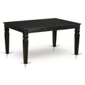 Modern Dining Set 7 Piece - Rectangle Table with Leaf & 6 Fabric Chairs - Black Finish