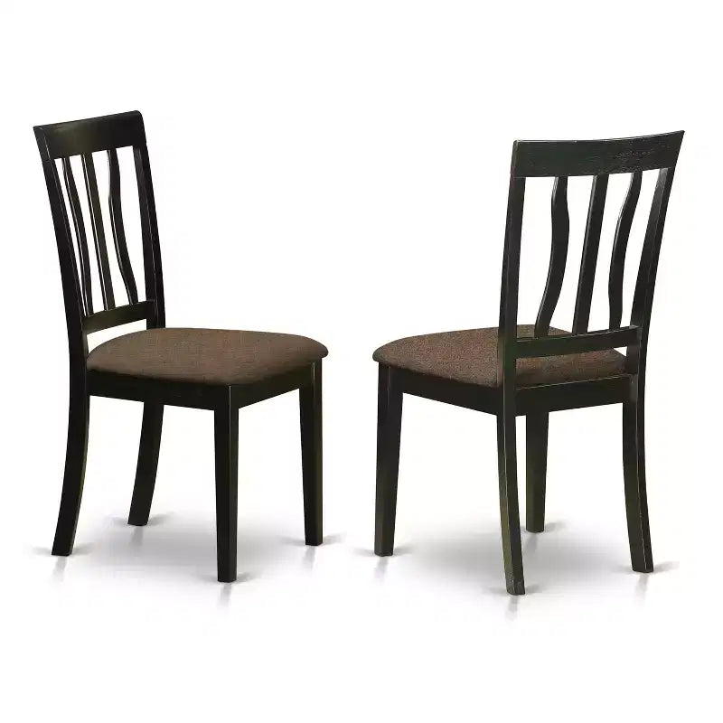 Modern Dining Set 7 Piece - Rectangle Table with Leaf & 6 Fabric Chairs - Black Finish