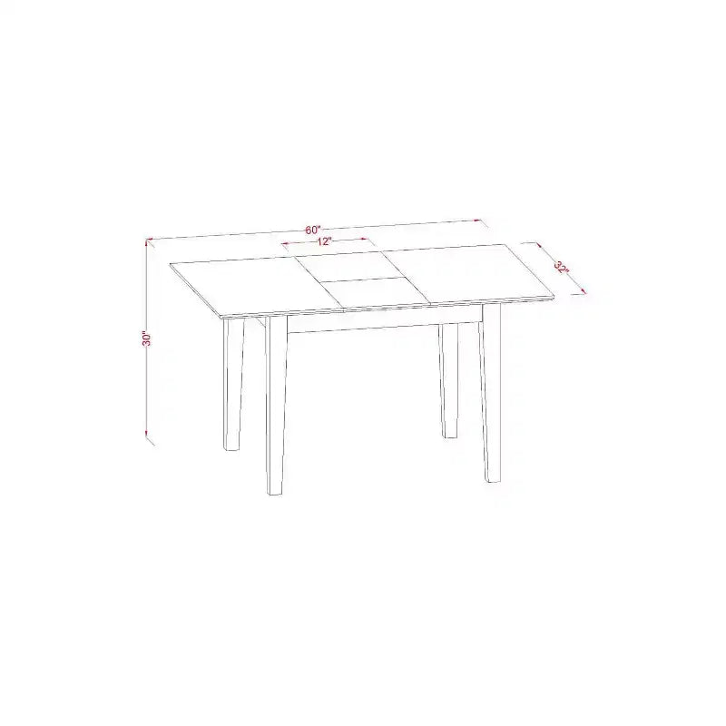 Contemporary 5 Piece Dining Set - Kitchen Table w/ Leaf & 2 Faux Leather Chairs, 2 Benches - 32x60 Inch