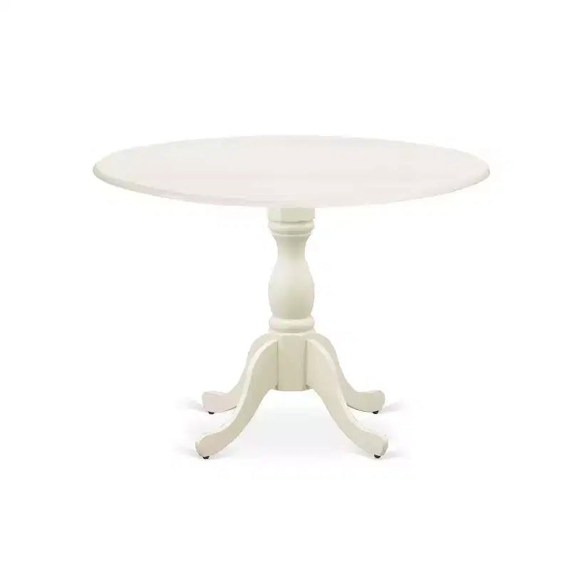 5-Piece Linen White Finish Solid Wood Top Dining table with 4 Chairs with Drop Leaf