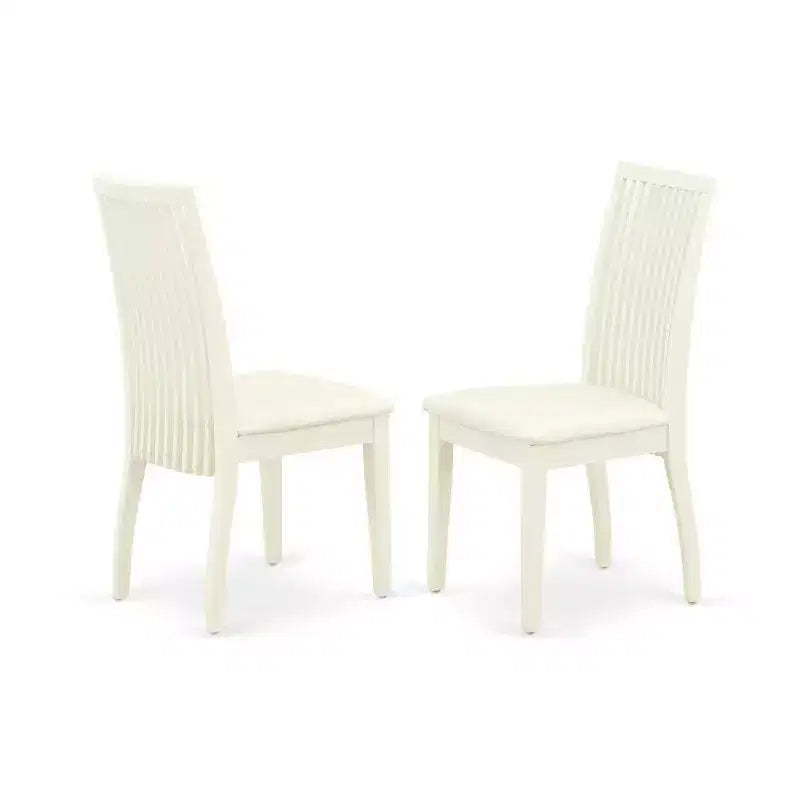 5-Piece Linen White Finish Solid Wood Top - Rectangular Dining Room Set - Seats 4