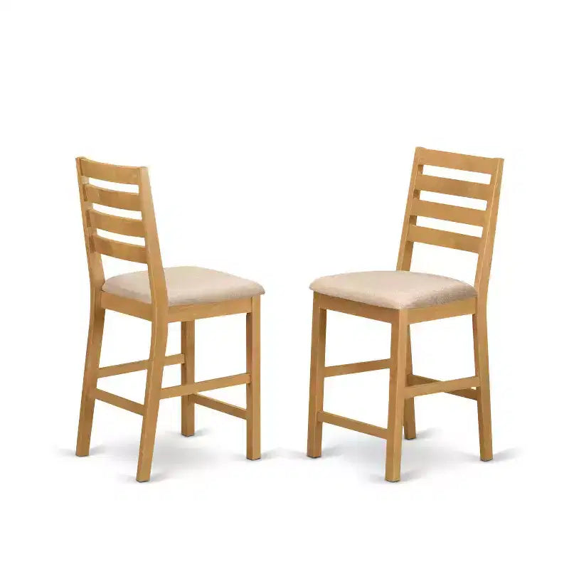 HomeStock 3-Pc Natural Oak Finish Solid Wood Top - Dining Room Set - Seats 4