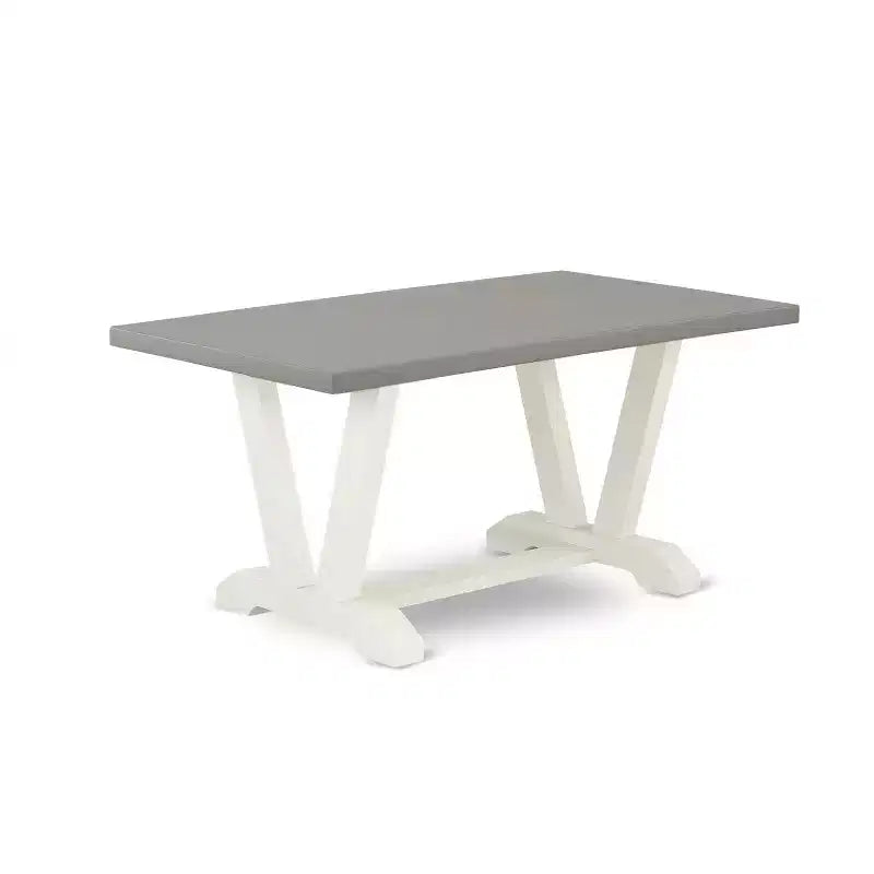 HomeStock 5-Piece Wire Brushed Linen White Finish Solid Wood Top Dining Table with 4 Upholstered Chairs
