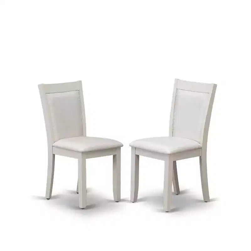 HomeStock 5-Piece Wire Brushed Linen White Finish Solid Wood Top Dining Table with 4 Upholstered Chairs