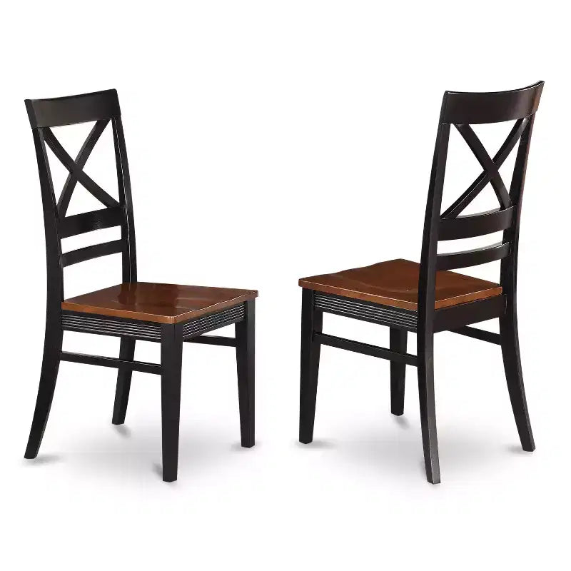 HomeStock 7-Piece Black and Cherry Finish Solid Wood Top Dining Table with 6 Chairs