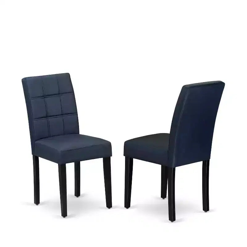 Round Dining Table Set with 2 Chairs - Kitchen Table Set, Black & Navy Blue