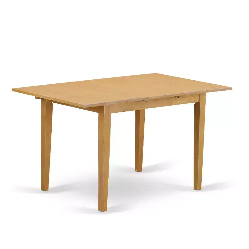 HomeStock 5-Piece Rectangle Natural Oak Finish Solid Wood Top Dining Table with 4 Chairs