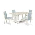 HomeStock 5-Piece Natural Oak Finish Solid Wood Top Dining Table with 4 Parson Chair