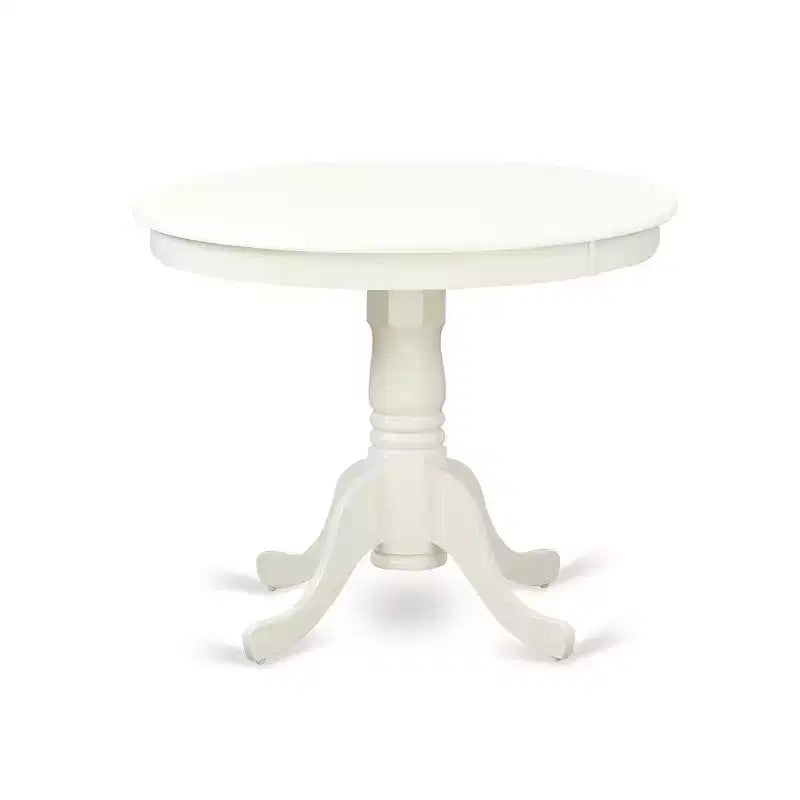 HomeStock 3-Pc Linen White Finish Solid Wood Top-Round Dining Room Set Seats-4