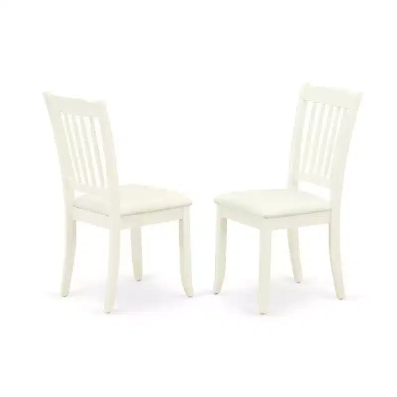 HomeStock 3-Pc Linen White Finish Solid Wood Top-Round Dining Room Set Seats-4