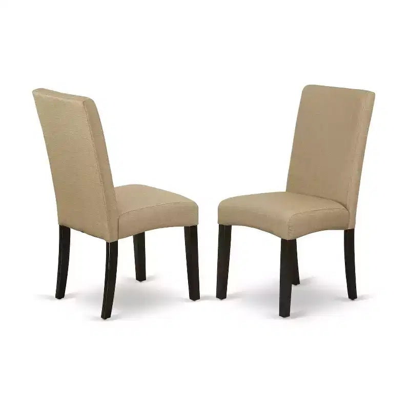 Contemporary 6Pc Dining Set - 48/60 Table, 4 Parsons Chairs & Bench - Linen Fabric, Cappuccino Finish