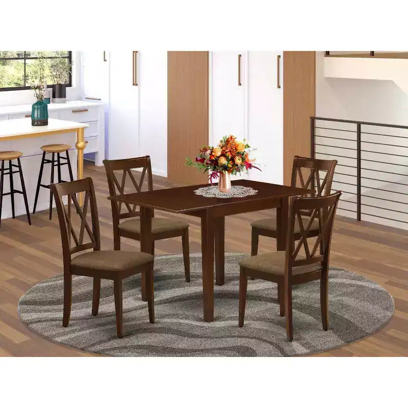 HomeStock 5-Pc Mahogany Finish Solid Wood Top-Dining Room Set-Seats 4