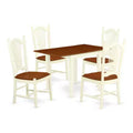 HomeStock 5-Pc Buttermilk and Cherry Solid Wood Top - Dining Room Set - Seats 4