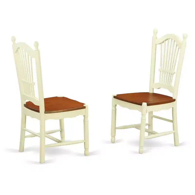 HomeStock 5-Pc Buttermilk and Cherry Solid Wood Top - Dining Room Set - Seats 4