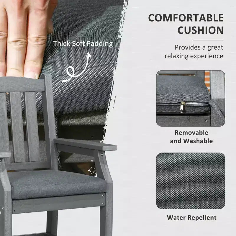 6 Pieces Patio Dining Set, 6 Seater Outdoor Table and Chairs, Conversation Furniture, Armrests, Loveseat Bench, Dinner Table with Umbrella Hole