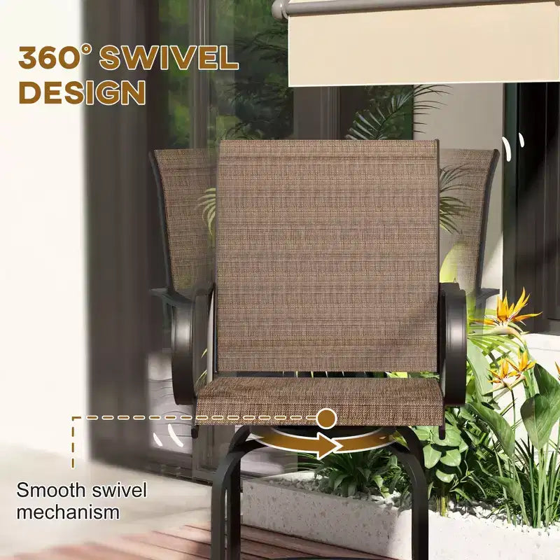 Outdoor Bar Stools Set of 2, 360 Degree Swivel Bar Height Chairs, 26.75 x 29.5 x 48.5