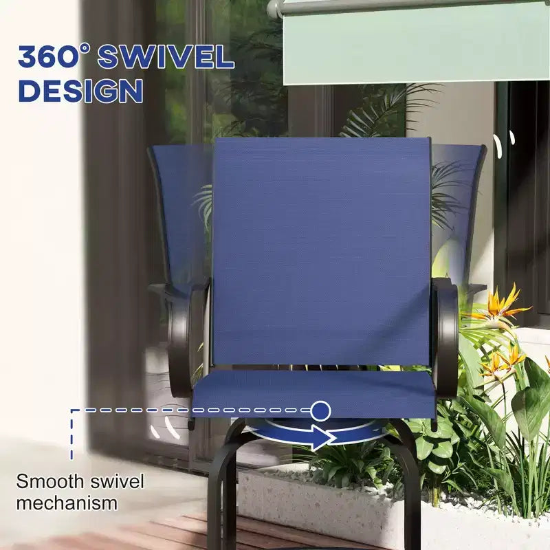 Outdoor Bar Stools Set of 2, 360 Degree Swivel Bar Height Chairs, 26.75 x 29.5 x 48.5
