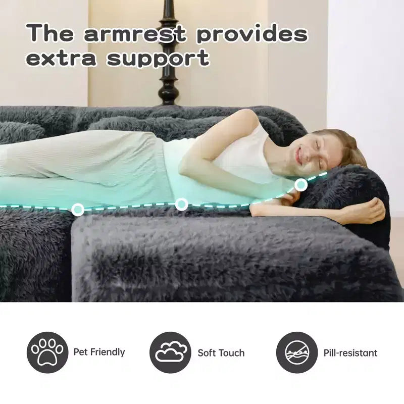 114.6 inch Brown U-shaped Boneless Sectional Sofa with Throw Pillows and 2 Ottomans 32D High Density Sponge for Living Rooms