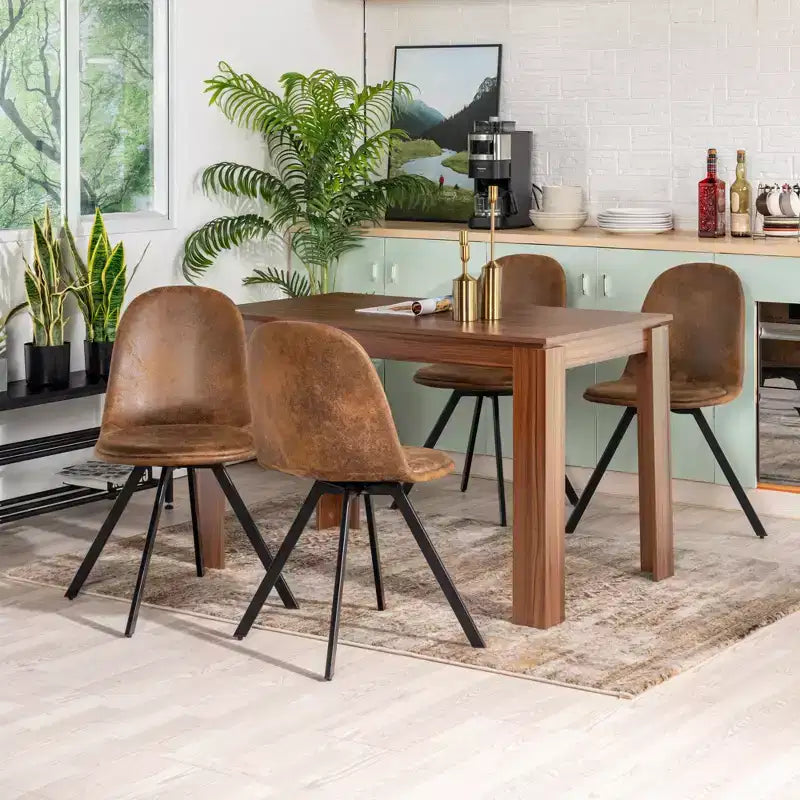 FurnitureR 47.2 Dining Table Set with 4 Swivel Chairs, MDF Table Top and Legs, Upholstered 360 Rotating Dining Chairs for Kitchen & Dining Room