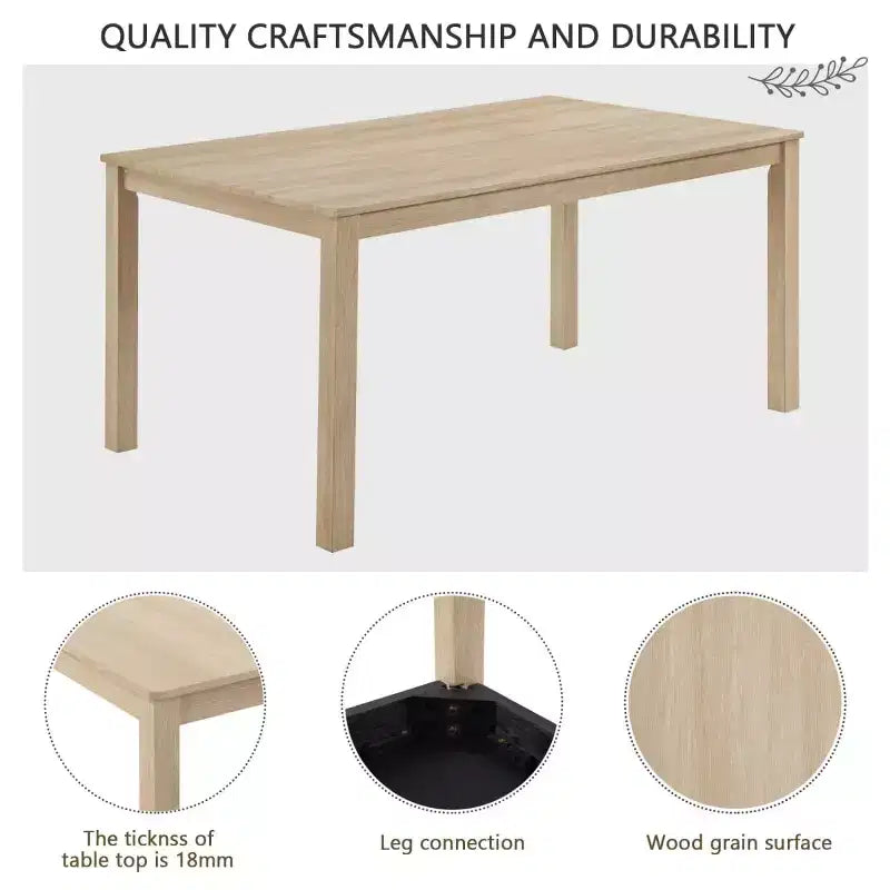 6-Piece Modern Wood Dining Table Set with Bench and 4 Upholstered Chairs, Modern Rectangular Kitchen Table Set for Dining Room - Panipeachy