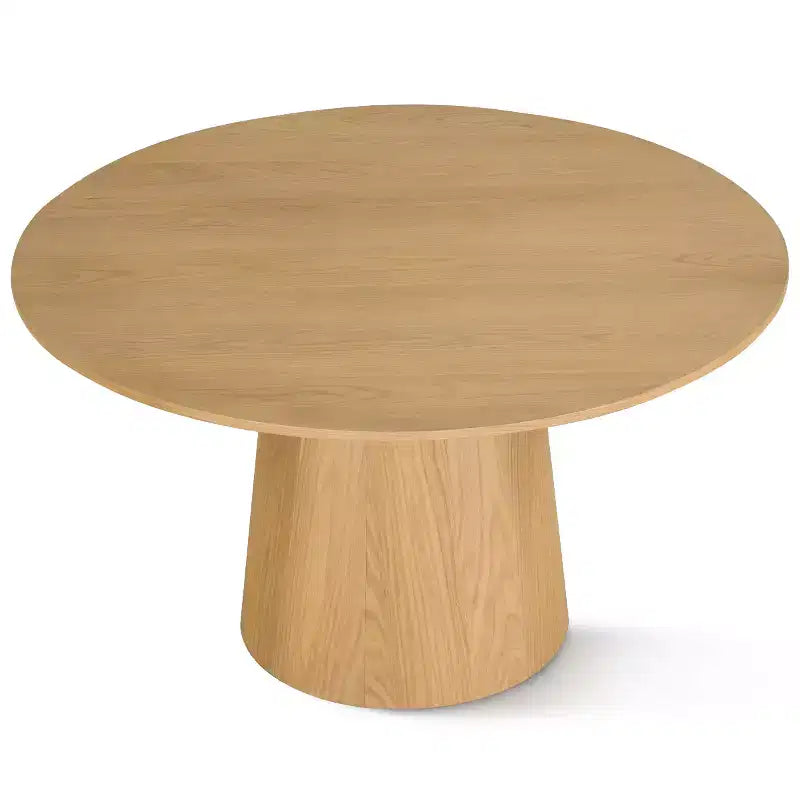 7-Piece Round Dining Table Set for 6 Oak Wood Dining Table and Boucle Rattan Dining Chairs for Kitchen Dining Room Farmhouse-Panipeachy