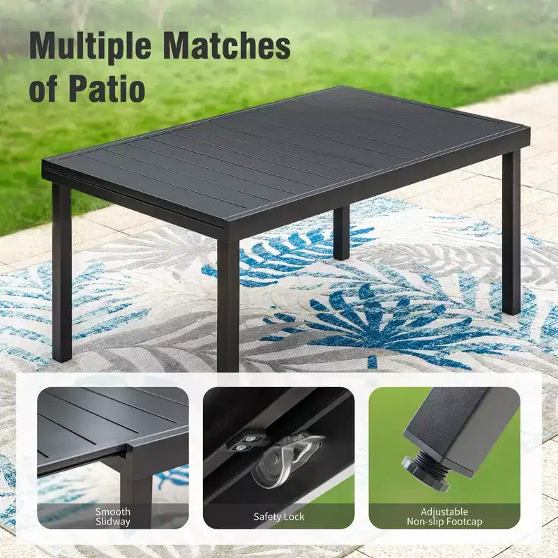 Captiva Designs 7pc Kitchen Furniture Set with Wood-like Dining Table & Cushioned Metal Chairs