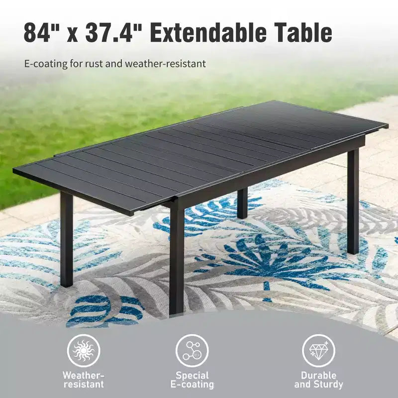 Captiva Designs 7pc Kitchen Furniture Set with Wood-like Dining Table & Cushioned Metal Chairs