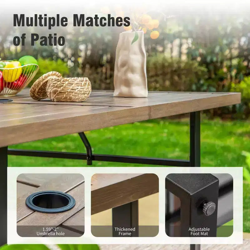 Captiva Designs 7pc Kitchen Furniture Set with Wood-like Dining Table & Cushioned Metal Chairs