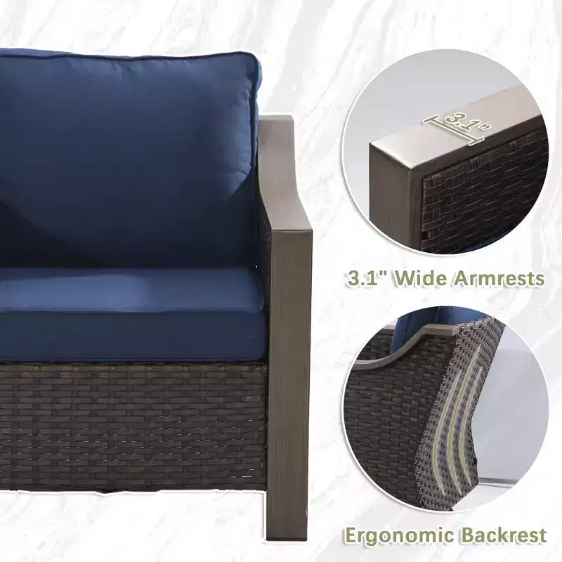 UPTIOT Outdoor Patio Set with 3-Seat Sofa, 2 Rocking Chairs, and 2 Ottomans