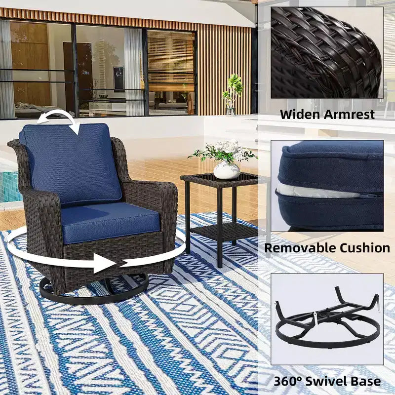 UPTIOT Premium 10-Piece Outdoor Set: 3-Seater Sofa, Loveseat Sofa, 2 Swivel Rockers, 2 Chairs, 2 Ottomans & 2 Coffee Tables