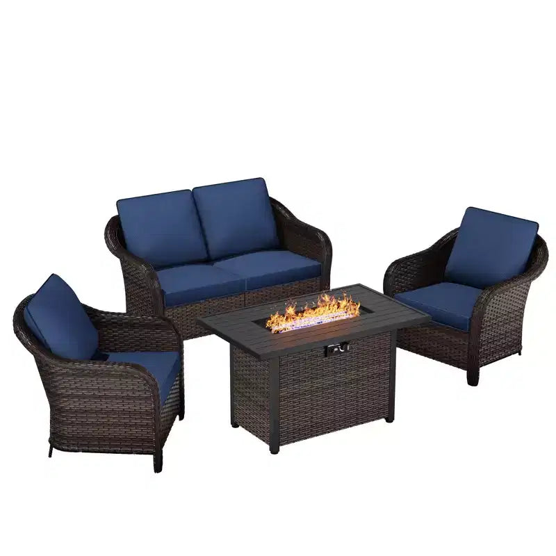 UPTIOT Premium Outdoor Conversation Set with Convertible Fire Table