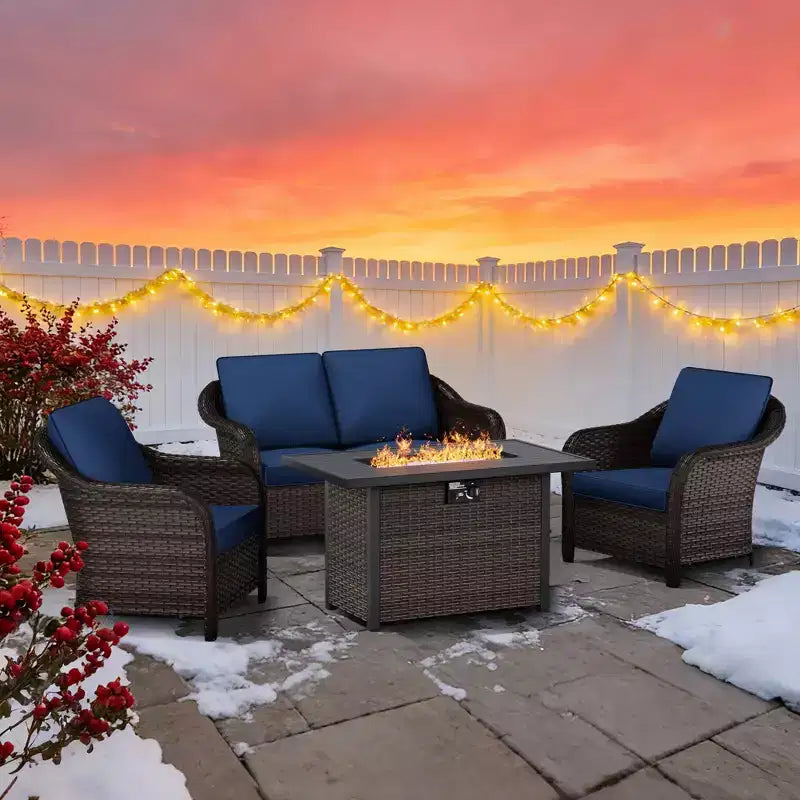 UPTIOT Premium Outdoor Conversation Set with Convertible Fire Table