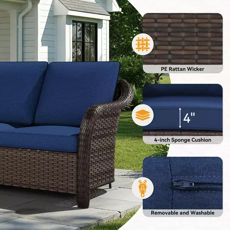 UPTIOT Premium Outdoor Conversation Set with Convertible Fire Table