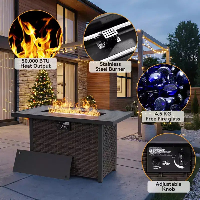 UPTIOT Premium Outdoor Conversation Set with Convertible Fire Table