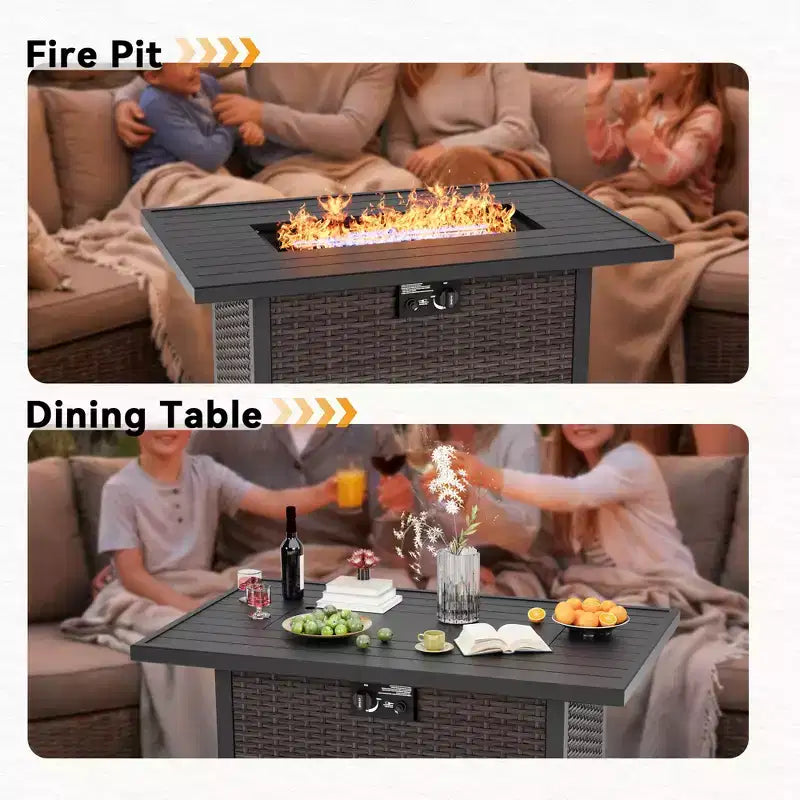 UPTIOT Premium Outdoor Conversation Set with Convertible Fire Table