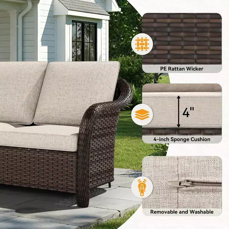 UPTIOT Premium Outdoor Conversation Set with Convertible Fire Table