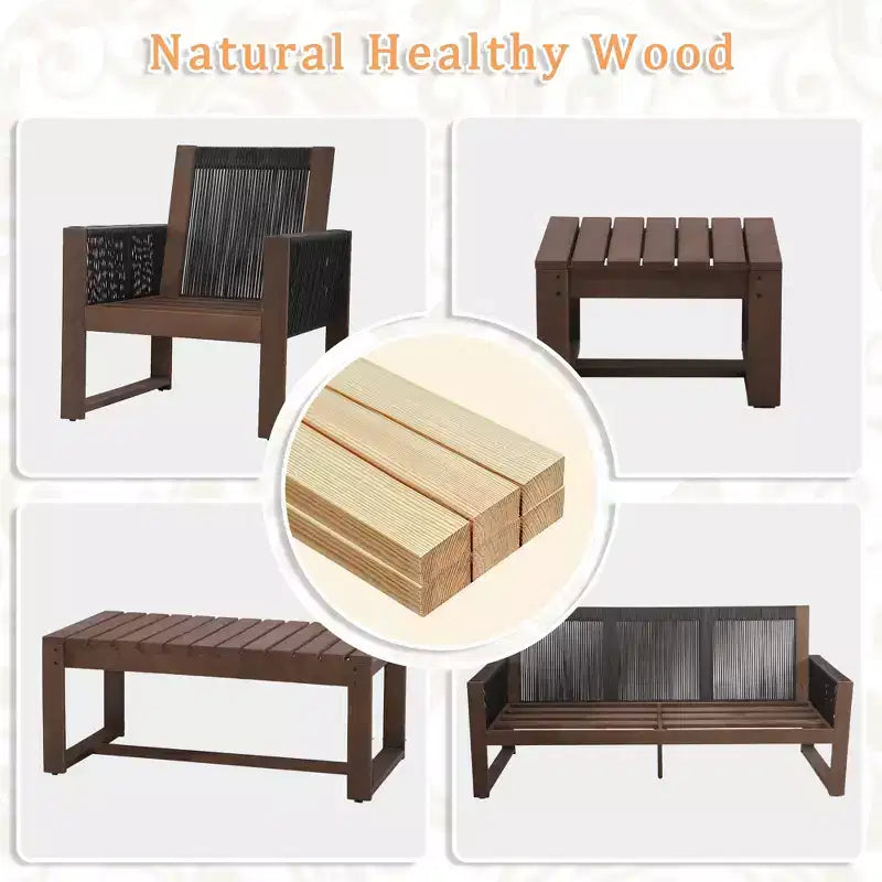 UPTIOT Outdoor Patio Set with Premium Hemlock Wood and Water-Resistant Comfort