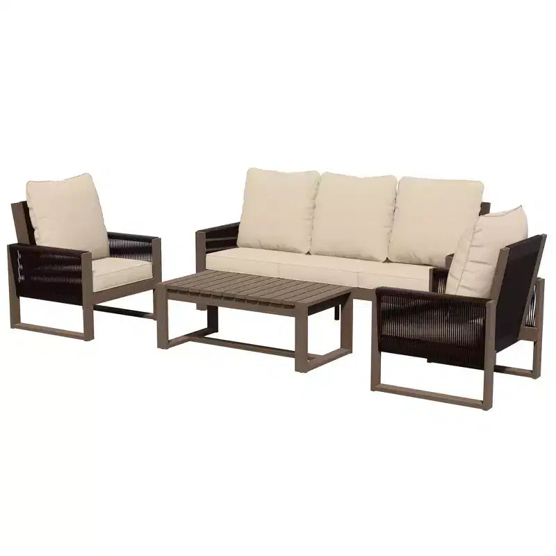 UPTIOT Outdoor Patio Set with Premium Hemlock Wood and Water-Resistant Comfort