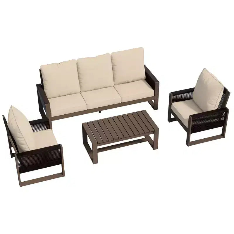 UPTIOT Outdoor Patio Set with Premium Hemlock Wood and Water-Resistant Comfort