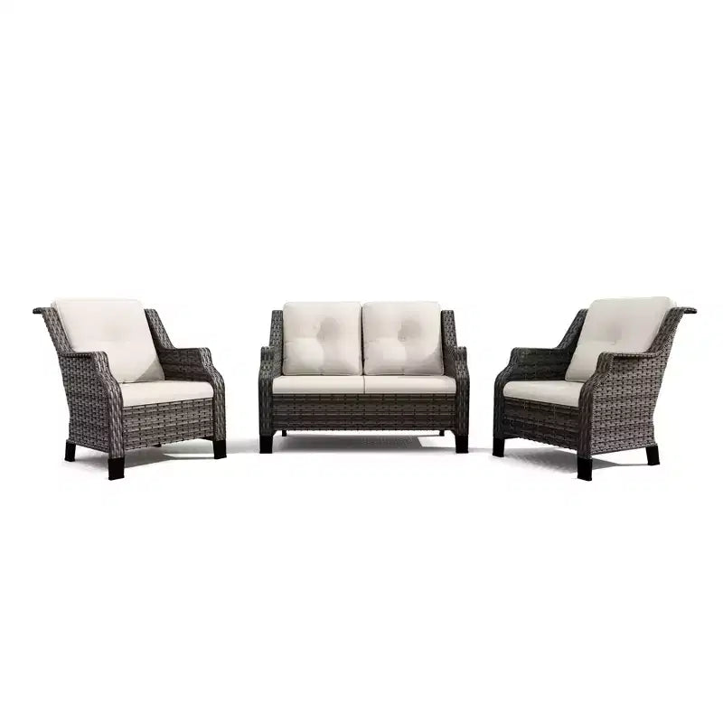 UPTIOT Outdoor Loveseat Set with Ergonomic Armchairs & Water-Resistant Design