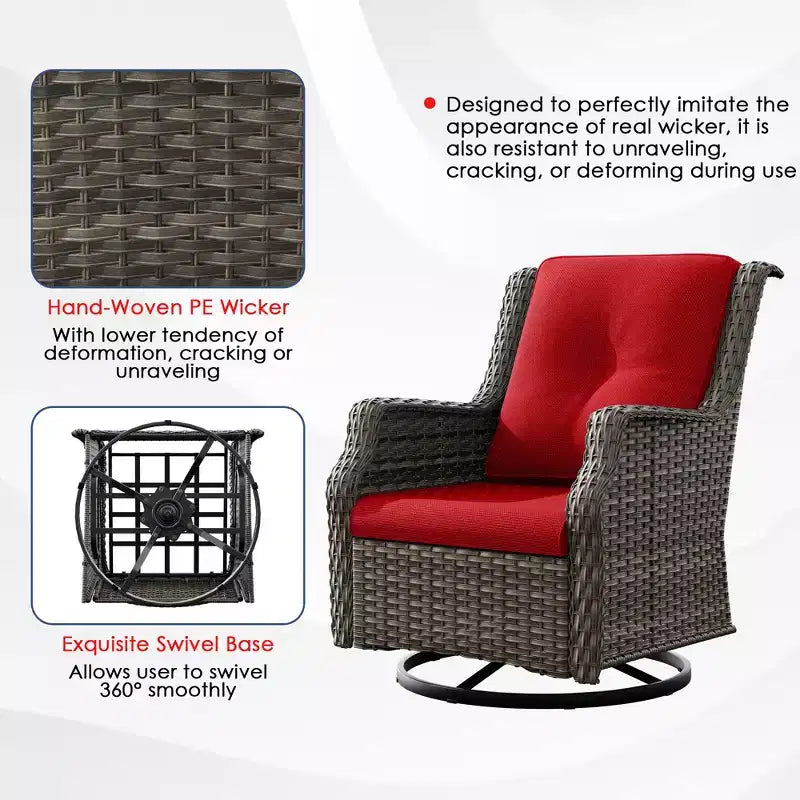UPTIOT 6-Piece Outdoor Set with Swivel Chairs, Armchairs, Side Table & Fire Pit
