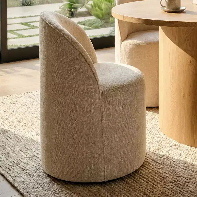 Dining Table Set for 6, Oval 79 Table and Chenille Fabric Armless Barrel Chairs with Casters, Perfect for Kitchens-Panipeachy