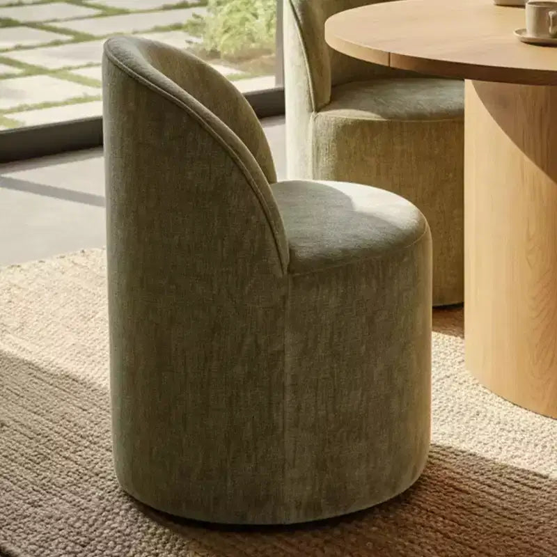 Dining Table Set for 6, Oval 79 Table and Chenille Fabric Armless Barrel Chairs with Casters, Perfect for Kitchens-Panipeachy