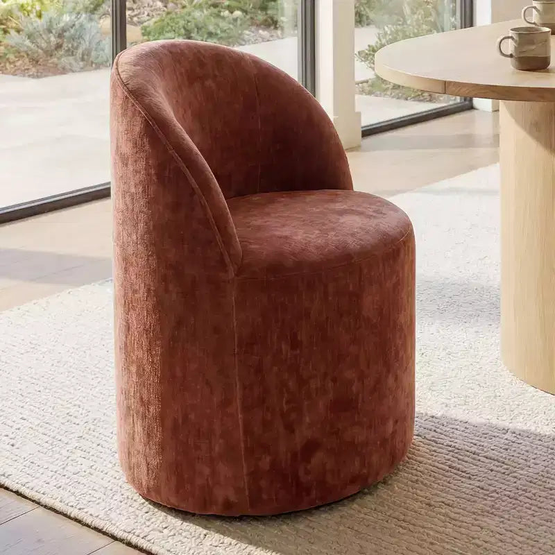 Dining Table Set for 6, Oval 79 Table and Chenille Fabric Armless Barrel Chairs with Casters, Perfect for Kitchens-Panipeachy