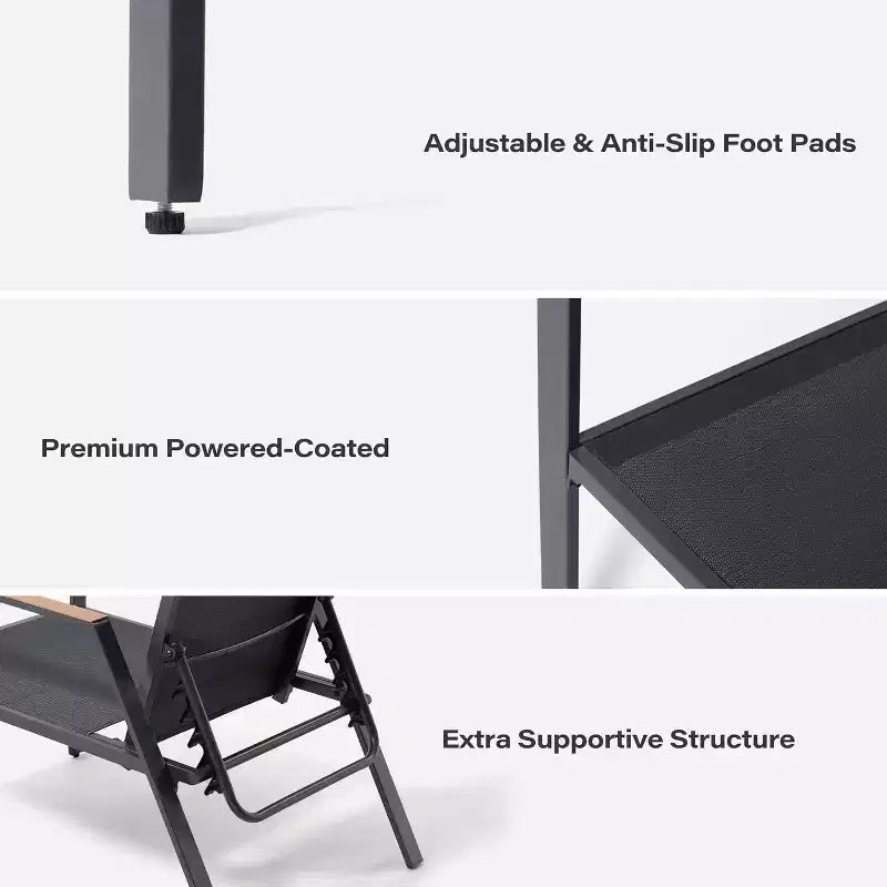 LAUSAINT HOME 5 Pieces Outdoor Patio Conversation Set with Adjustable Reclining Chairs All Weather
