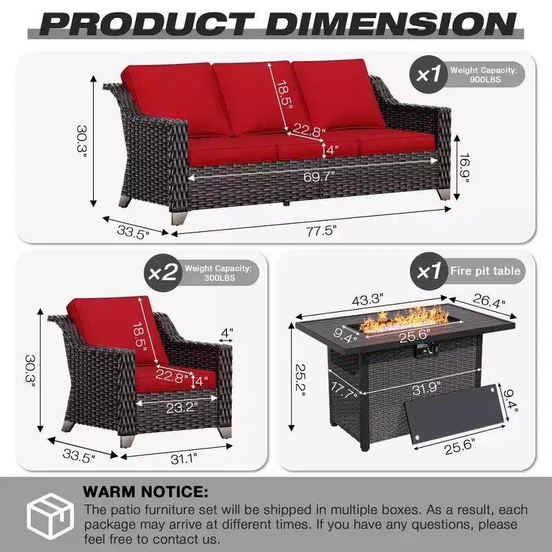 UPTIOT Outdoor Patio Set with Convertible Fire Pit Table and Seating