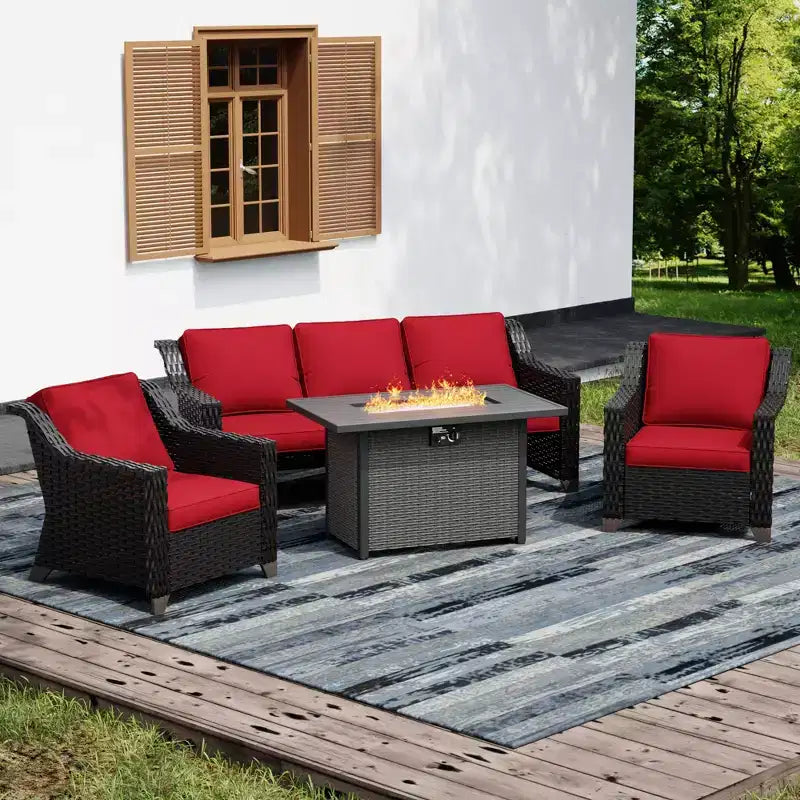 Ensemble de patio extérieur UPTIOT avec table de brasero convertible et sièges