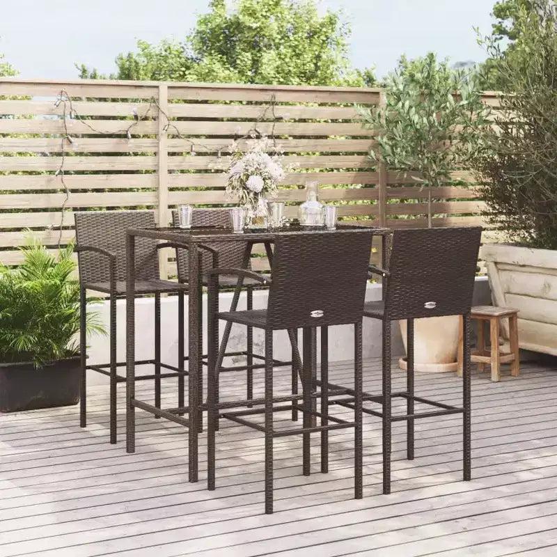 vidaXL Trendy Garden Bar Set with Rattan and Glass