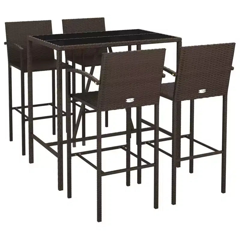 vidaXL Trendy Garden Bar Set with Rattan and Glass